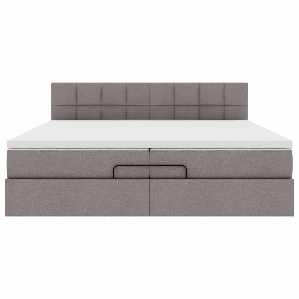 Ottoman-Bett mit Matratzen Taupe 200x200 cm Stoff