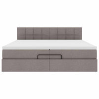 Ottoman-Bett mit Matratzen Taupe 200x200 cm Stoff