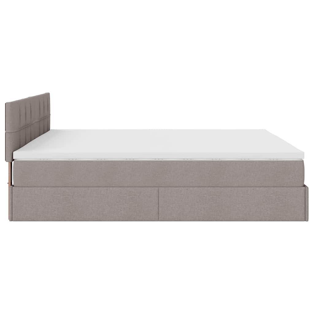 Ottoman-Bett mit Matratzen Taupe 200x200 cm Stoff