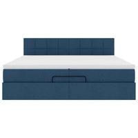 Ottoman-Bett mit Matratzen Blau 200x200 cm Stoff