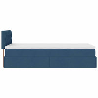 Ottoman-Bett mit Matratze & LEDs Blau 90x200 cm Stoff