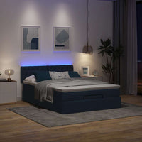 Ottoman-Bett mit Matratze & LEDs Blau 140x190 cm Stoff