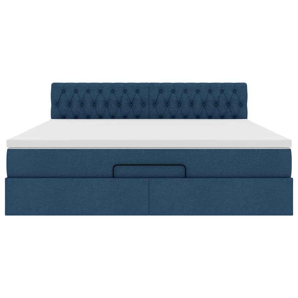 Ottoman-Bett mit Matratze & LEDs Blau 180x200 cm Stoff