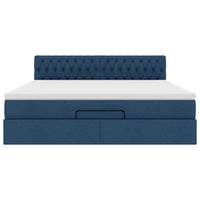 Ottoman-Bett mit Matratze & LEDs Blau 180x200 cm Stoff