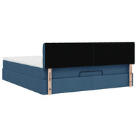 Ottoman-Bett mit Matratze & LEDs Blau 180x200 cm Stoff