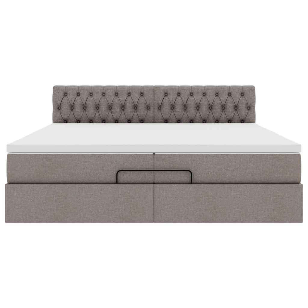 Ottoman-Bett mit Matratzen Taupe 200x200 cm Stoff