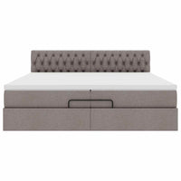 Ottoman-Bett mit Matratzen Taupe 200x200 cm Stoff