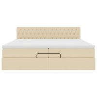 Ottoman-Bett mit Matratzen Creme 200x200 cm Stoff