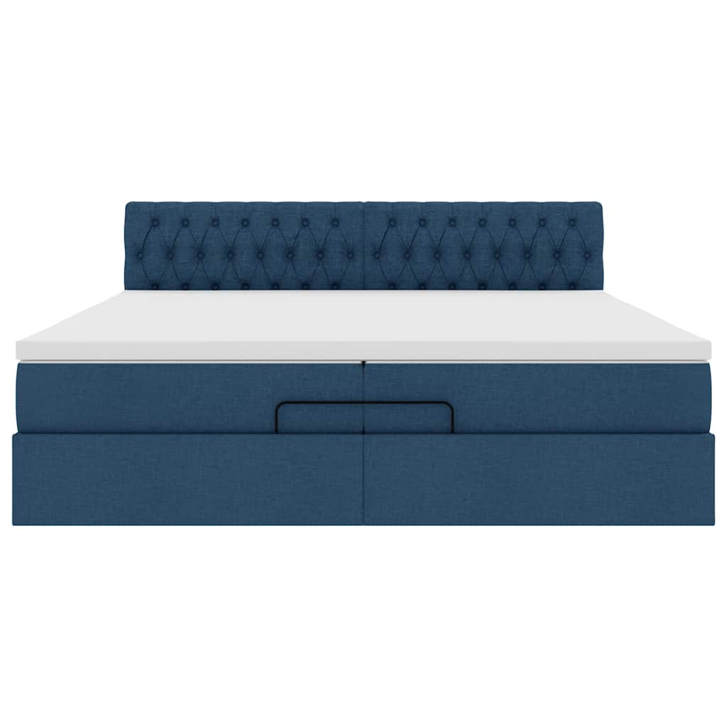 Ottoman-Bett mit Matratzen Blau 200x200 cm Stoff