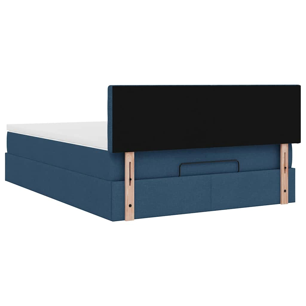 Ottoman-Bett mit Matratze & LEDs Blau 140x200 cm Stoff