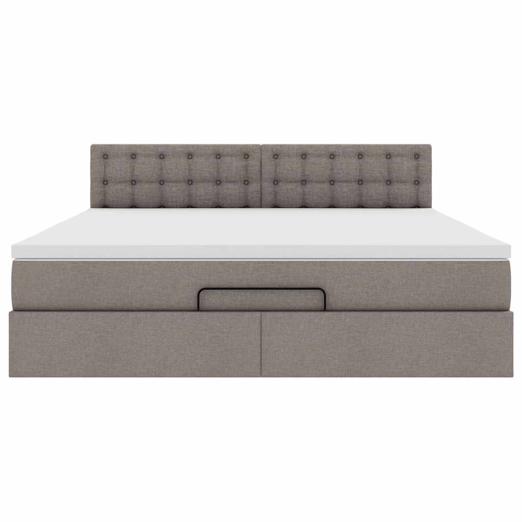 Ottoman-Bett mit Matratze Taupe 160x200 cm Stoff