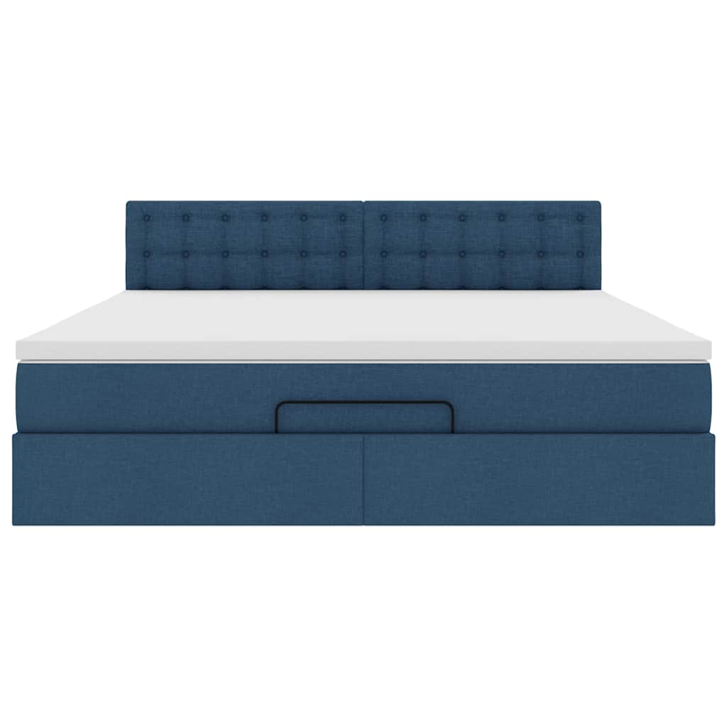 Ottoman-Bett mit Matratze & LEDs Blau 180x200 cm Stoff