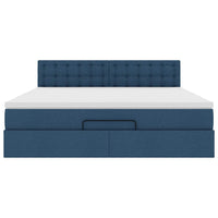 Ottoman-Bett mit Matratze & LEDs Blau 180x200 cm Stoff