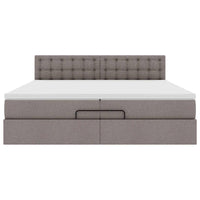 Ottoman-Bett mit Matratzen Taupe 200x200 cm Stoff