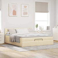 Ottoman-Bett mit Matratzen Creme 200x200 cm Stoff