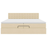 Ottoman-Bett mit Matratzen Creme 200x200 cm Stoff