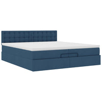 Ottoman-Bett mit Matratzen Blau 200x200 cm Stoff