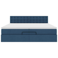 Ottoman-Bett mit Matratzen Blau 200x200 cm Stoff