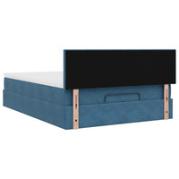 Ottoman-Bett mit Matratze & LEDs Dunkelblau 140x190 cm Samt