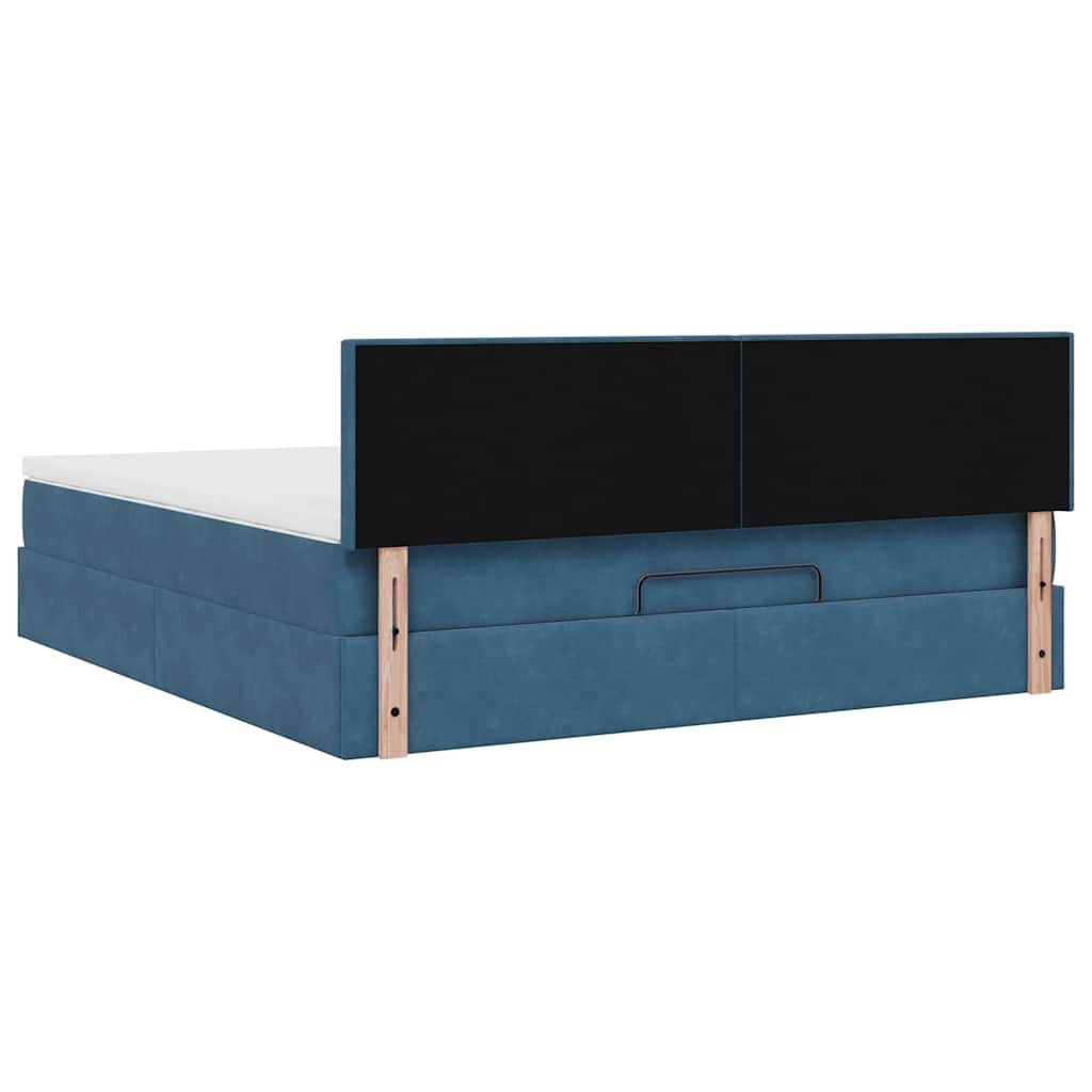 Ottoman-Bett mit Matratze & LEDs Dunkelblau 180x200 cm Samt