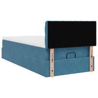 Ottoman-Bett mit Matratze & LEDs Dunkelblau 100x200 cm Samt