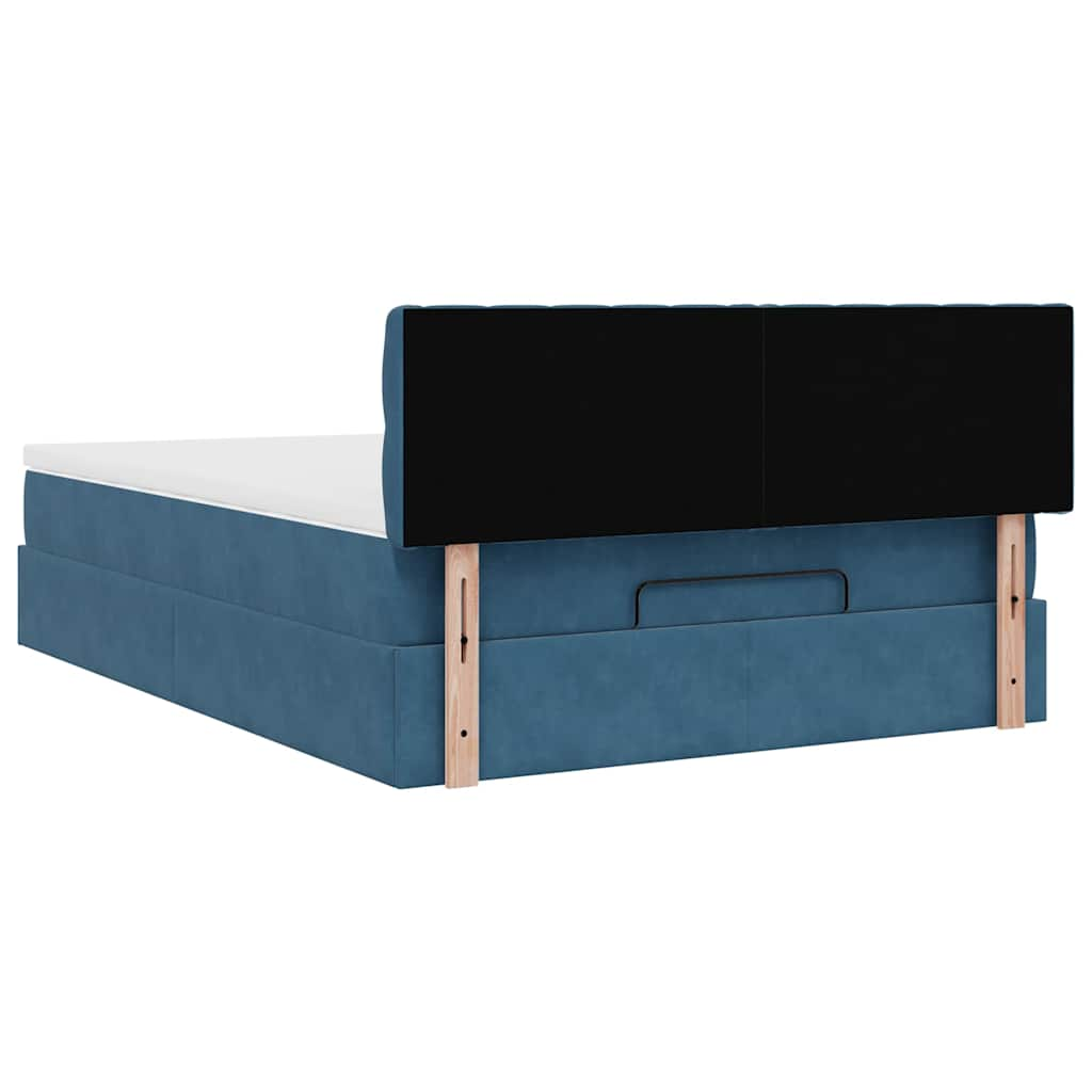 Ottoman-Bett mit Matratze & LEDs Dunkelblau 140x190 cm Samt