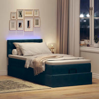 Ottoman-Bett mit Matratze & LEDs Dunkelblau 90x190 cm Samt