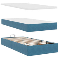 Ottoman-Bett mit Matratze & LEDs Dunkelblau 100x200 cm Samt