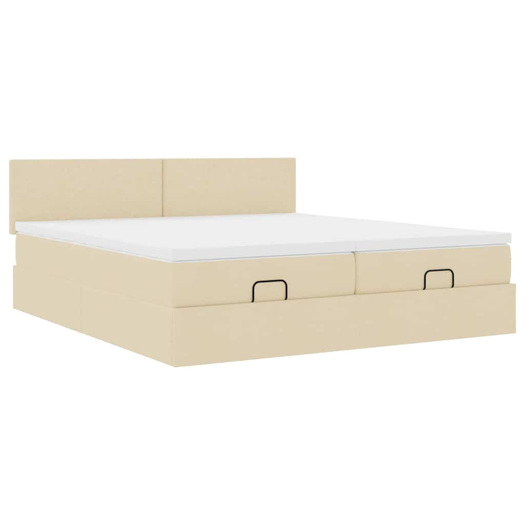 Ottoman-Bett mit Matratzen Creme 160x200 cm Stoff