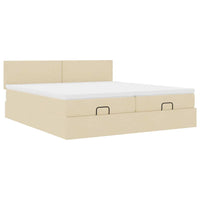 Ottoman-Bett mit Matratzen Creme 160x200 cm Stoff