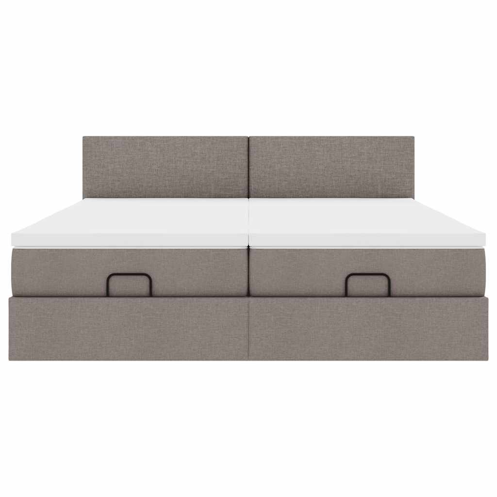 Ottoman-Bett mit Matratzen Taupe 180x200 cm Stoff