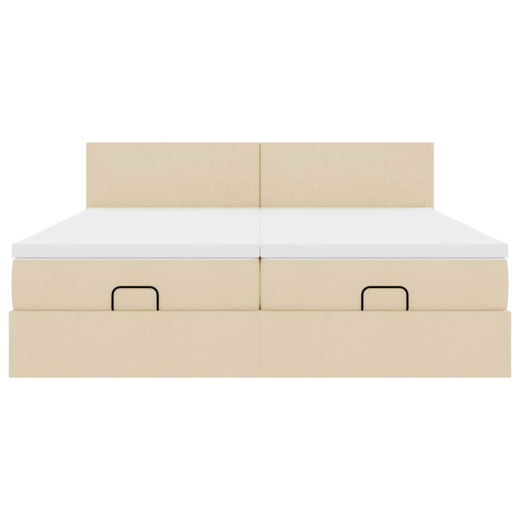 Ottoman-Bett mit Matratzen Creme 200x200 cm Stoff