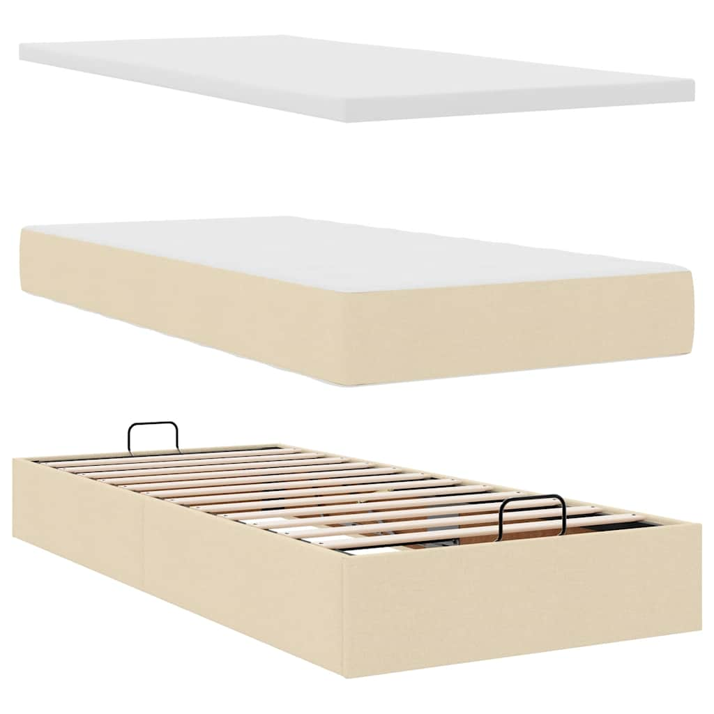 Ottoman-Bett mit Matratzen Creme 160x200 cm Stoff