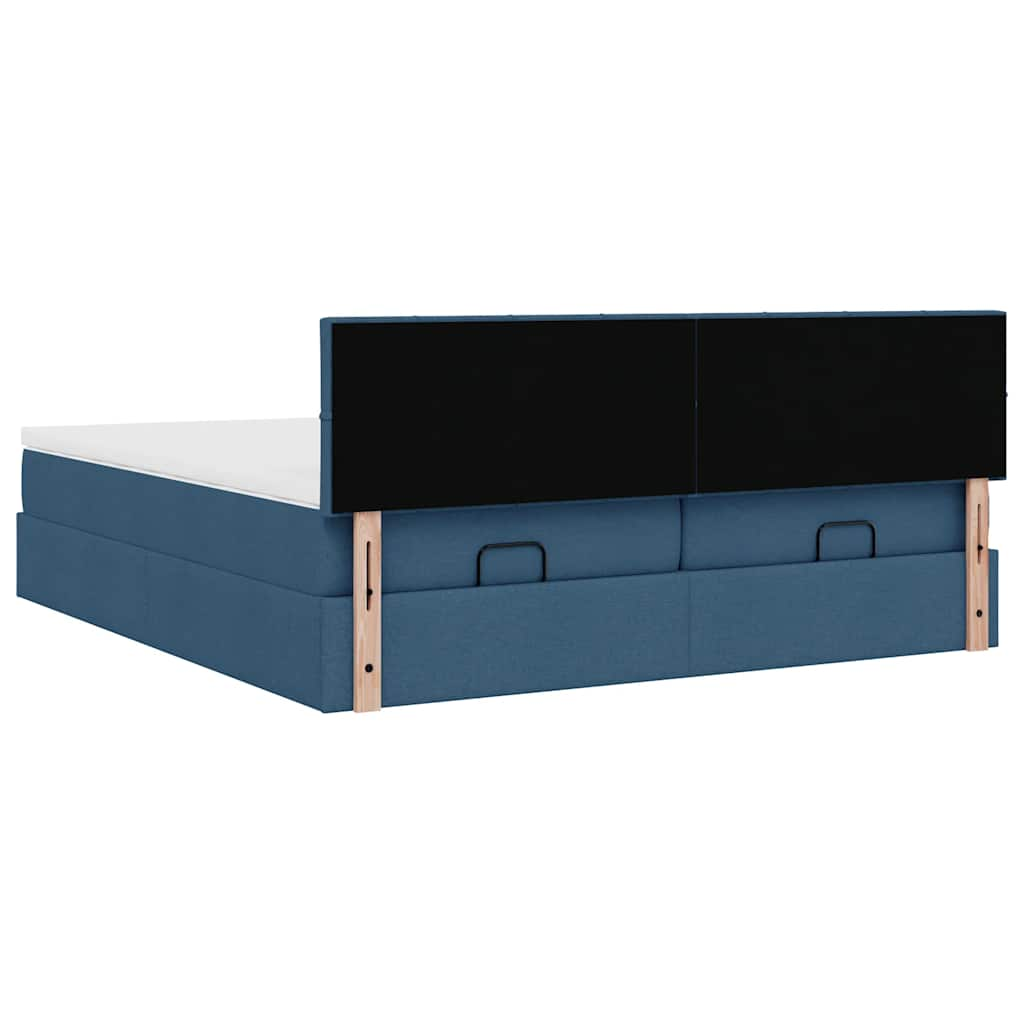 Ottoman-Bett mit Matratzen Blau 180x200 cm Stoff