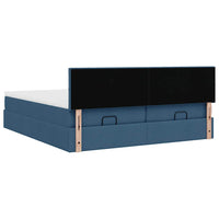 Ottoman-Bett mit Matratzen Blau 200x200 cm Stoff