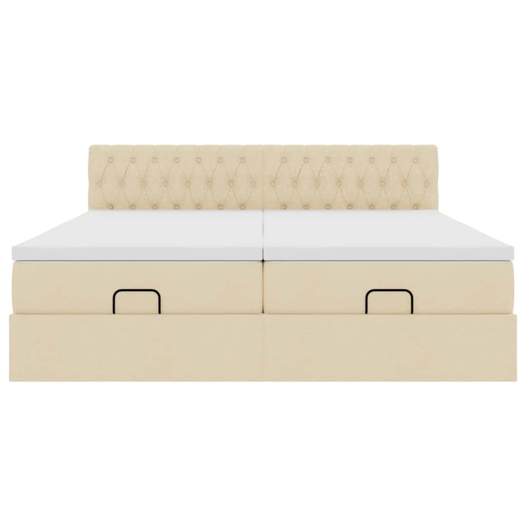 Ottoman-Bett mit Matratzen Creme 180x200 cm Stoff