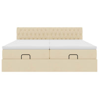 Ottoman-Bett mit Matratzen Creme 180x200 cm Stoff