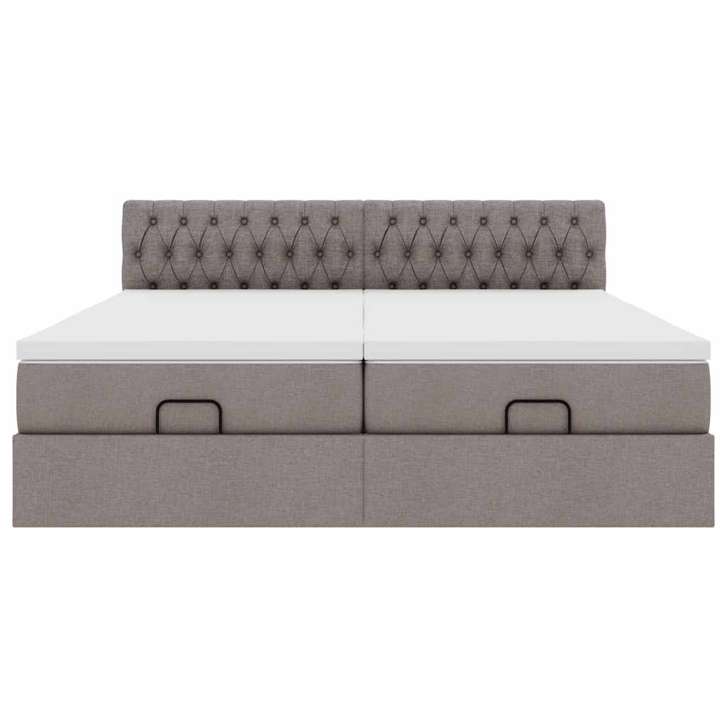 Ottoman-Bett mit Matratzen Taupe 200x200 cm Stoff