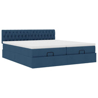 Ottoman-Bett mit Matratzen Blau 200x200 cm Stoff