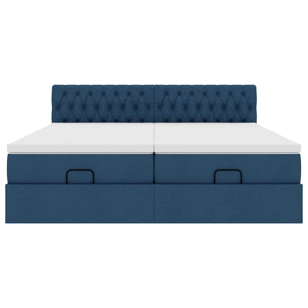 Ottoman-Bett mit Matratzen Blau 200x200 cm Stoff