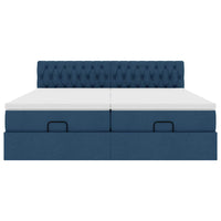 Ottoman-Bett mit Matratzen Blau 200x200 cm Stoff