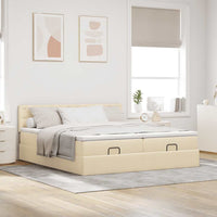 Ottoman-Bett mit Matratzen Creme 180x200 cm Stoff