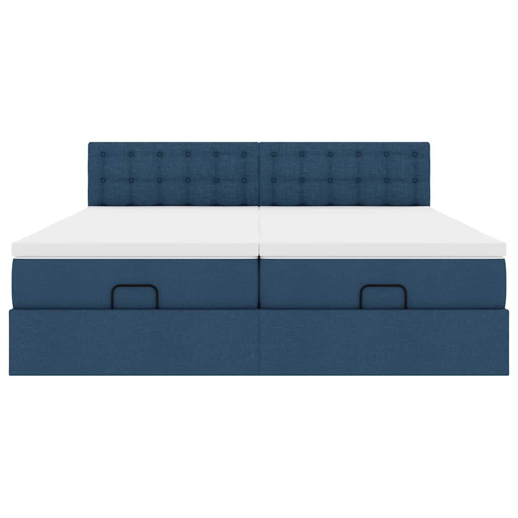 Ottoman-Bett mit Matratzen & LEDs Blau 180x200 cm Stoff