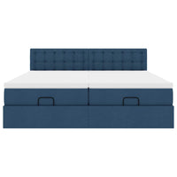 Ottoman-Bett mit Matratzen & LEDs Blau 180x200 cm Stoff