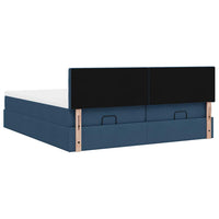 Ottoman-Bett mit Matratzen & LEDs Blau 180x200 cm Stoff