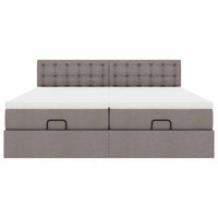 Ottoman-Bett mit Matratzen Taupe 200x200 cm Stoff