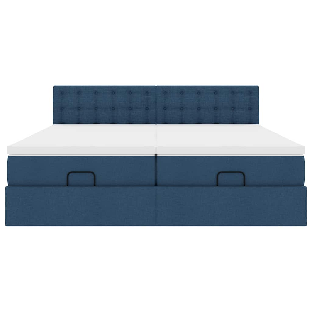 Ottoman-Bett mit Matratzen Blau 200x200 cm Stoff