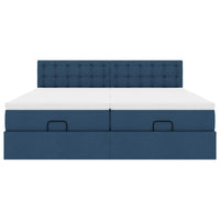 Ottoman-Bett mit Matratzen Blau 200x200 cm Stoff