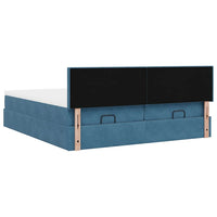 Ottoman-Bett mit Matratzen & LEDs Dunkelblau 180x200 cm Samt