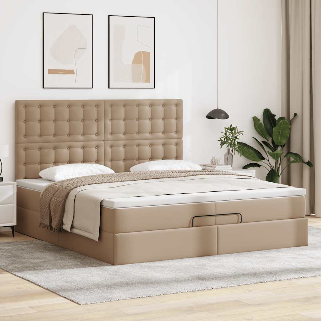 Ottoman-Bett mit Matratzen Cappuccino 200x200cm Kunstleder